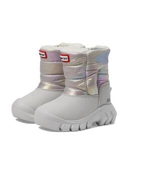Hunter Kids Iridescent Silver Snow Boots
